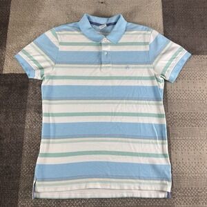Vintage Brooks Brothers Pastel Blue Striped Polo‎ Shirt Mens Size L Slim